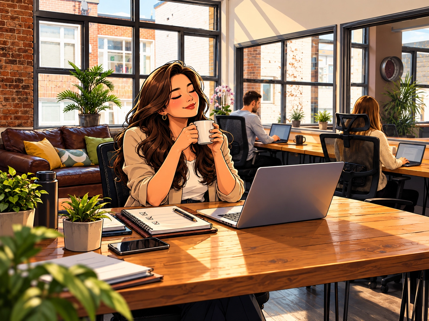 works – sept newsletter Professional working in a modern office while managing end-of-year workload and protecting their mental wellbeing.